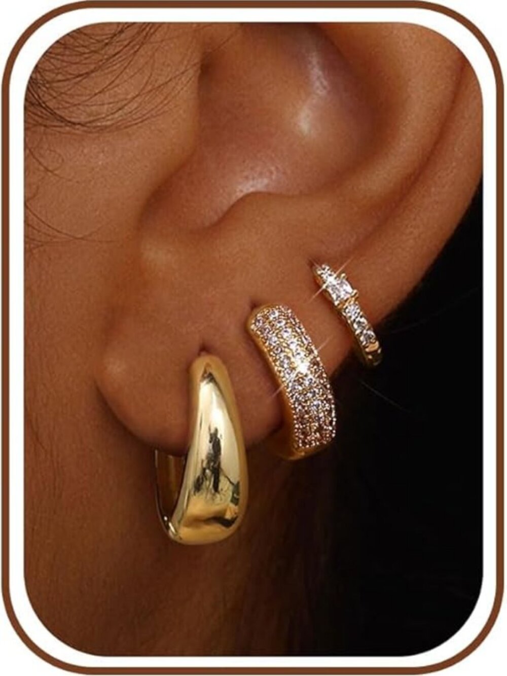 14K Gold Plated Chunky Hoop Earrings Hypoallergenic Statement Jewelry